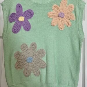 Floral Knit Sleeveless Sweater